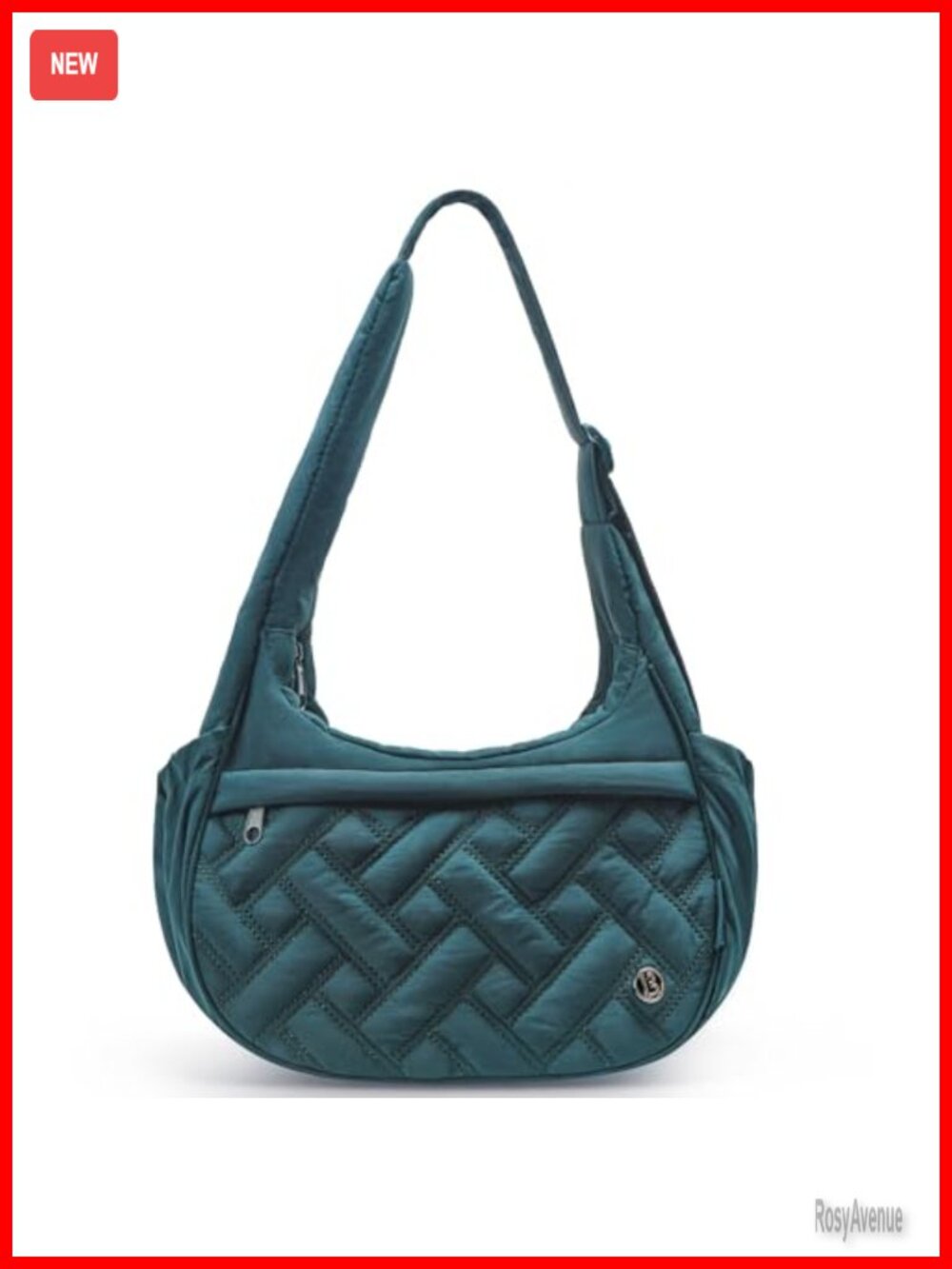Quilted Nylon Puffer Crossbody Bag with Adjustable Strap, Water-Resistant